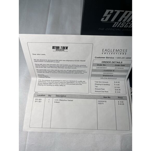 Eaglemoss Star Trek Discovery USS Edison NCC-1683 Ship Replica UFP Starship New - Picture 8 of 8